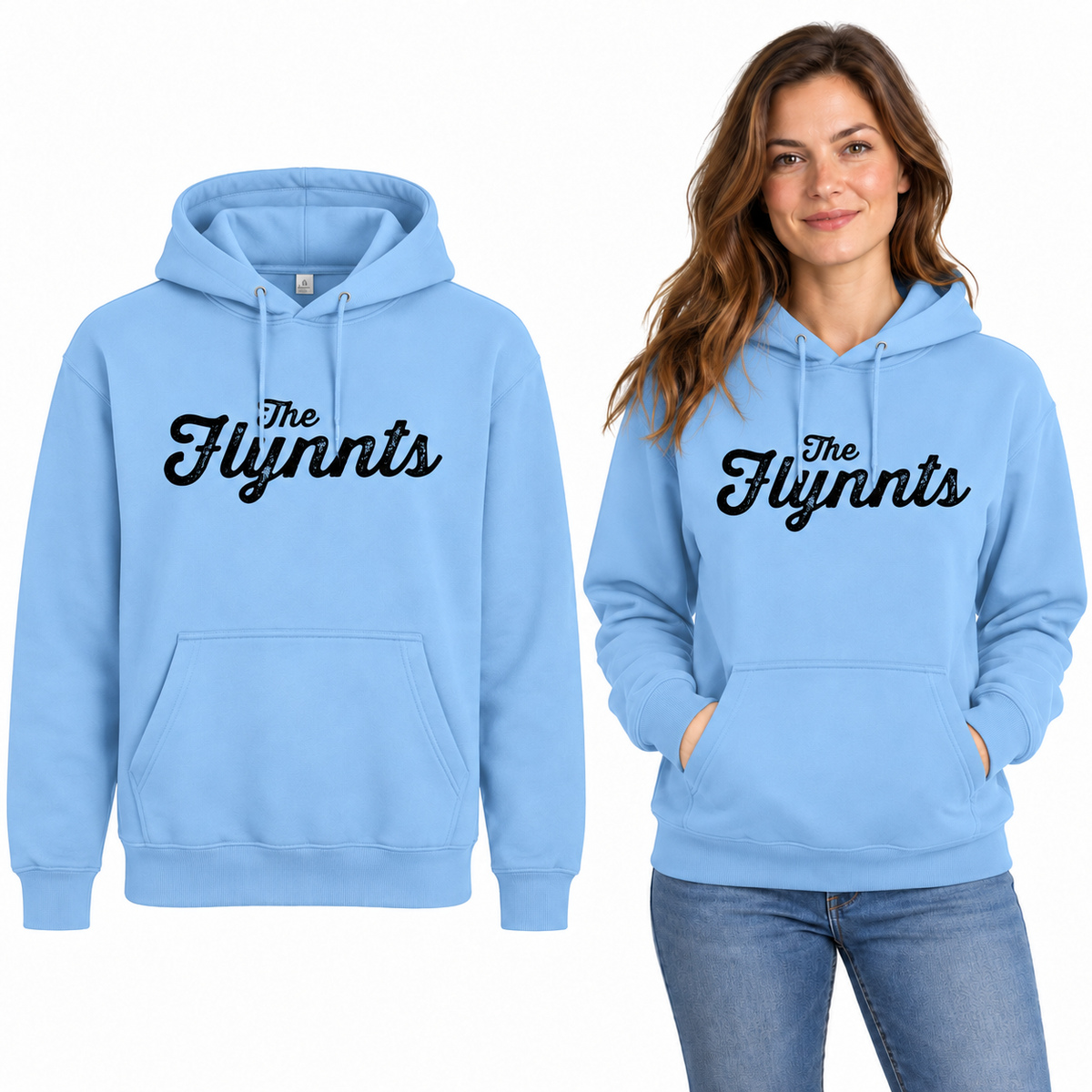 The Flynnts Classic Hoodie - Uneek UC502 in Sky – The Flynnts logo mockup