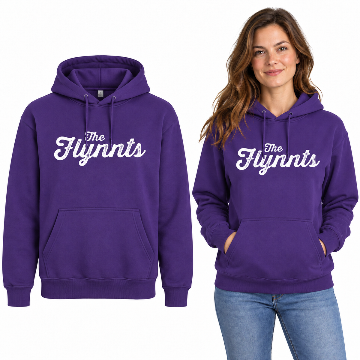 The Flynnts Classic Hoodie - Uneek UC502 in Violet – The Flynnts logo mockup