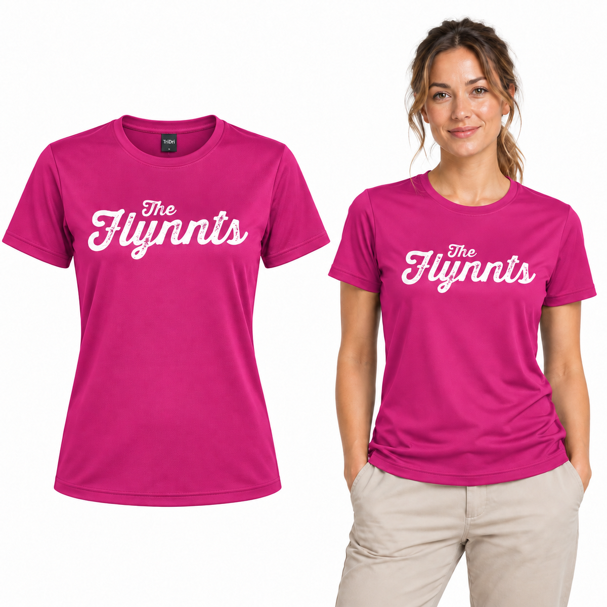 The Flynnts Tech T-Shirt - TriDri in Magenta – The Flynnts logo mockup