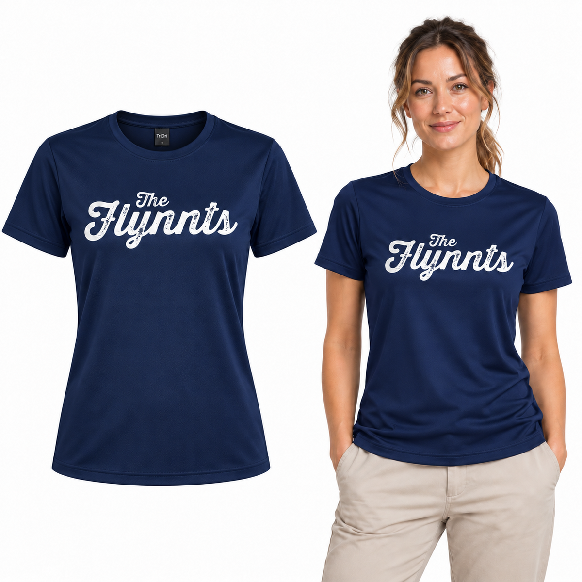 The Flynnts Tech T-Shirt - TriDri in Navy – The Flynnts logo mockup