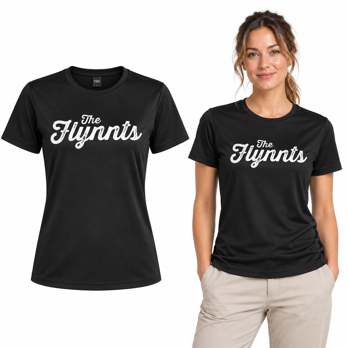The Flynnts Tech T-Shirt - TriDri in Black – The Flynnts logo mockup