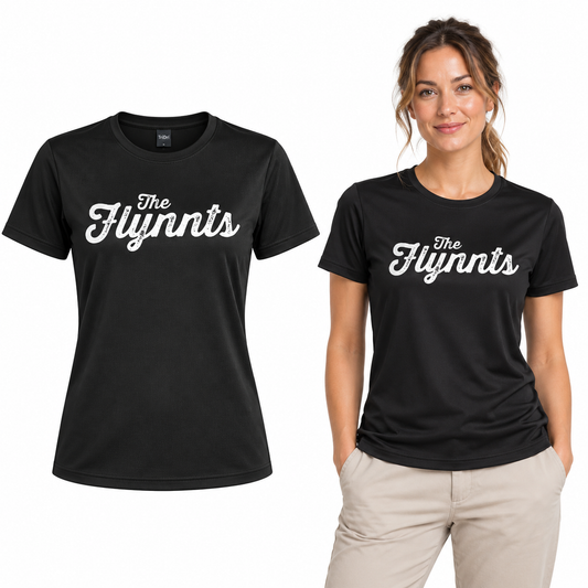 The Flynnts Tech T-Shirt - TriDri in Black – The Flynnts logo mockup
