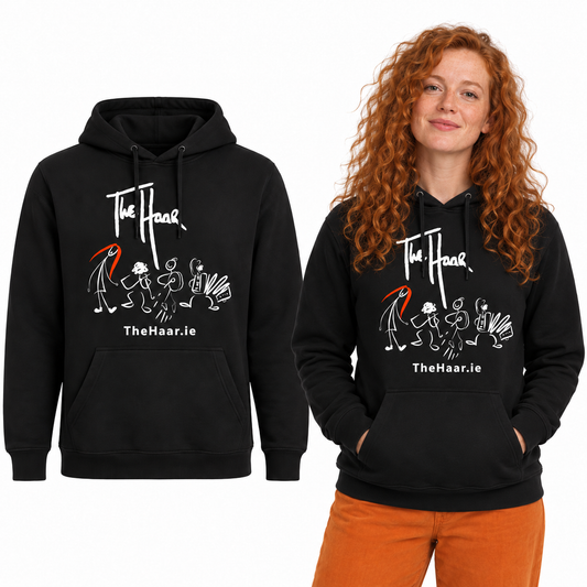 The Haar Classic Hoodie - Uneek UC502 in Black - The Haar artwork garment and model mockup