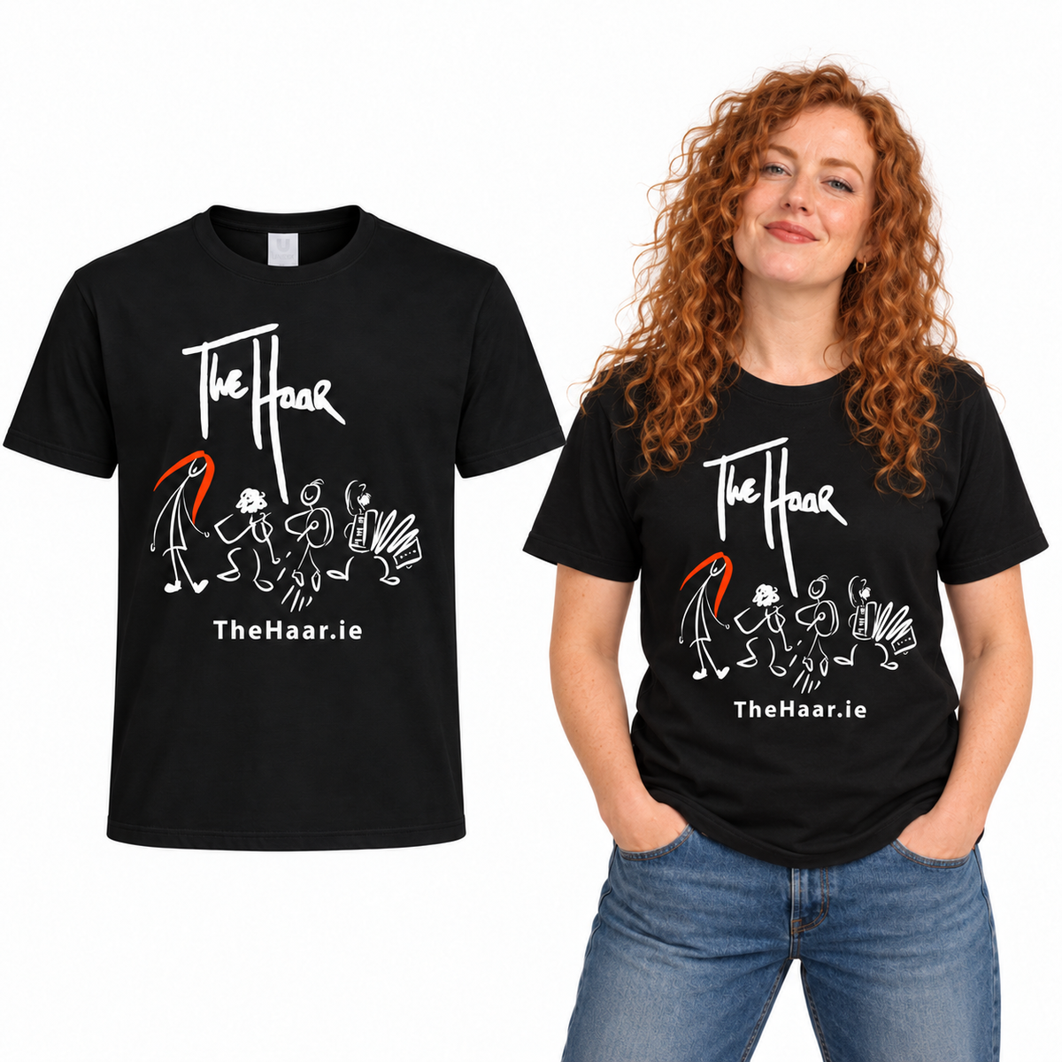 The Haar Cotton T-Shirt - Uneek UC301 in Black - The Haar artwork garment and model mockup