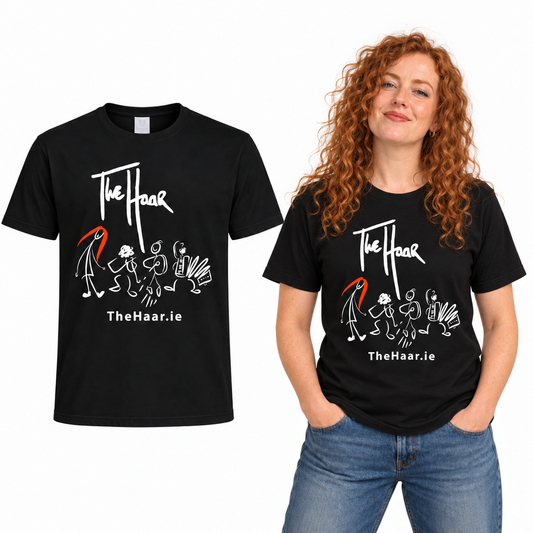 The Haar Cotton T-Shirt - Uneek UC301 in Black - The Haar artwork garment and model mockup