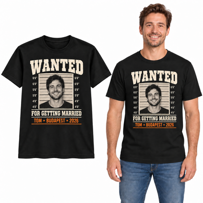 Personalised Wanted Mugshot Stag Do T-Shirt
